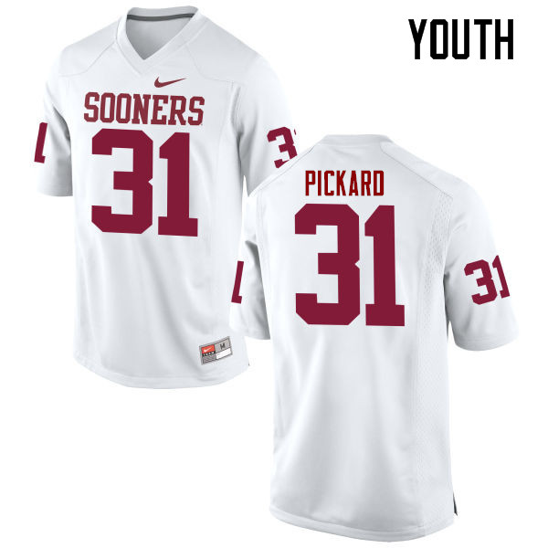 Youth Oklahoma Sooners #31 Braxton Pickard College Football Jerseys Game-White